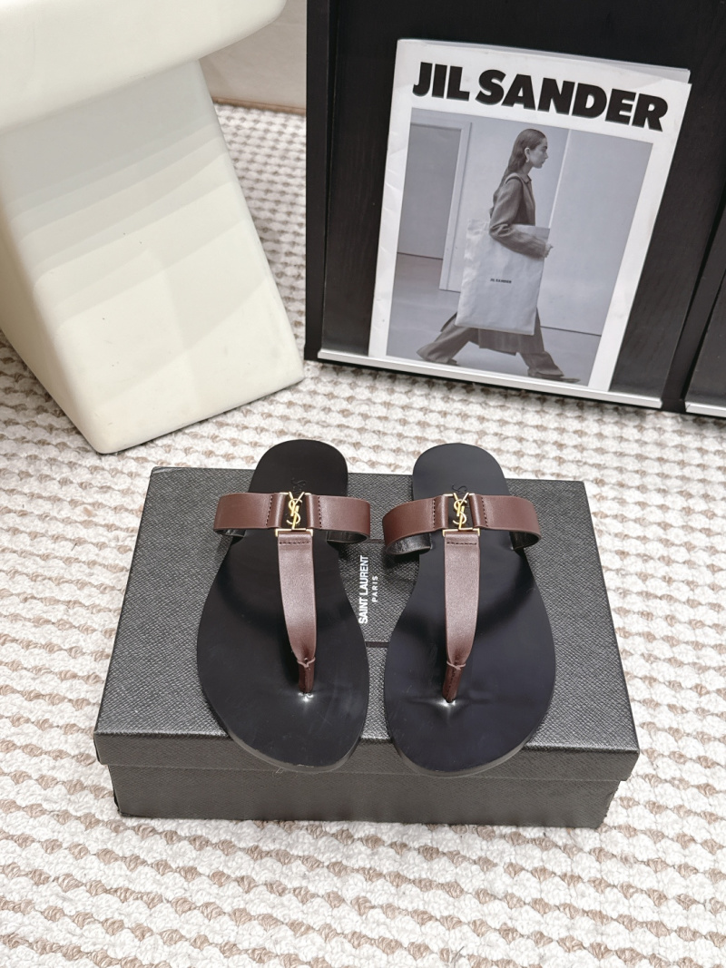 Кожаные шлёпанцы YSL Saint Laurent