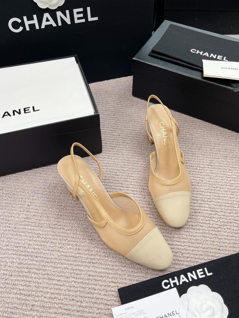 Босоножки женские Chanel бежевые со светлым носком