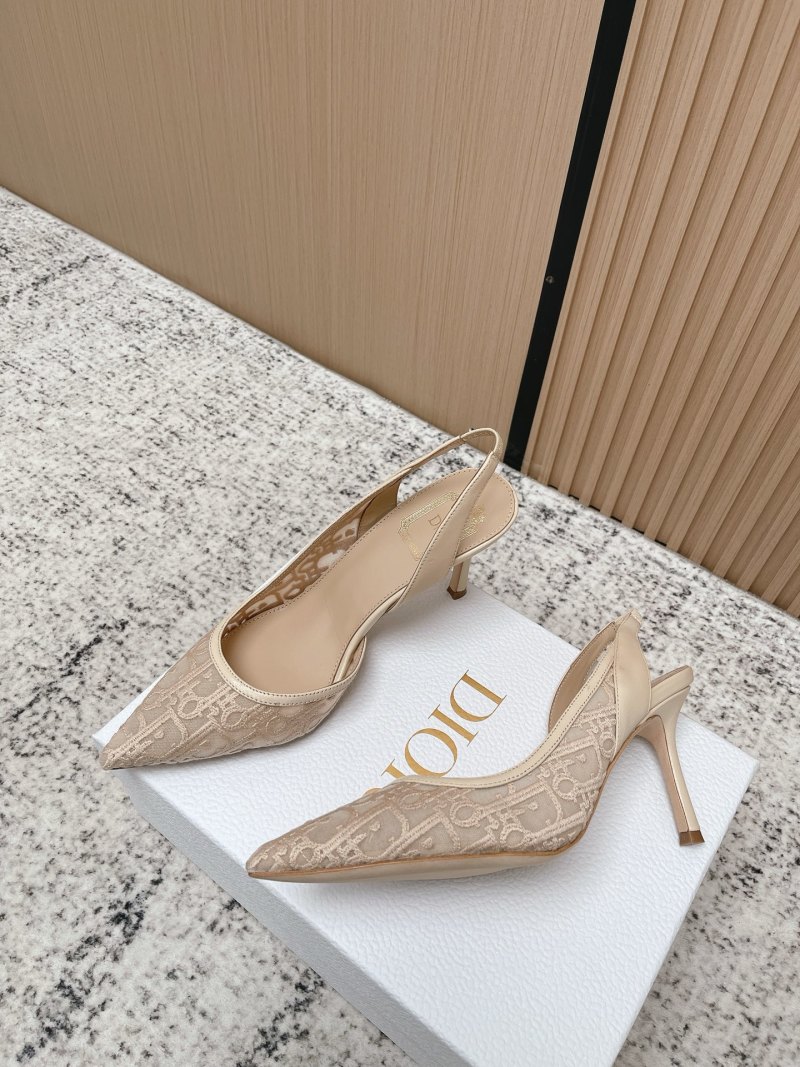 Женские туфли Dior Adiorable, бежевые, на шпильке с сетчатой вышивкой