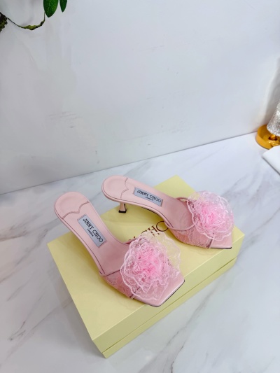 Женские розовые сабо с цветком Jimmy Choo