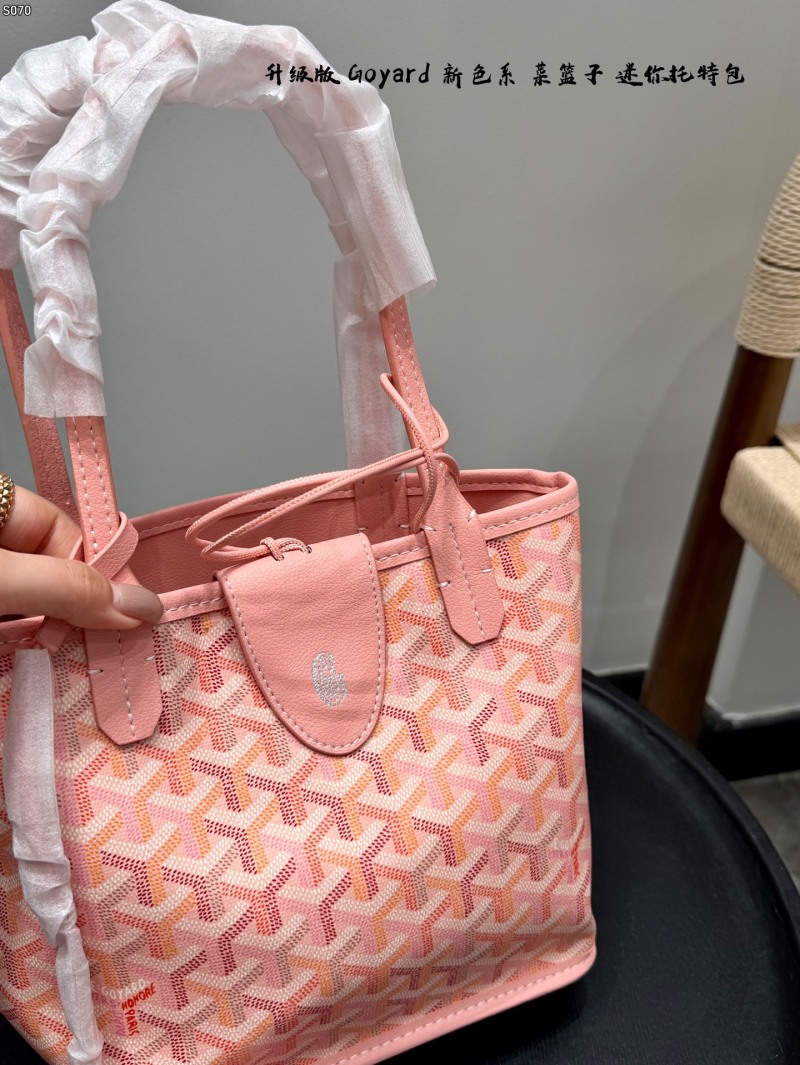 Мини-сумка с принтом и двумя ручками, розовая, в комплекте чехол Goyard
