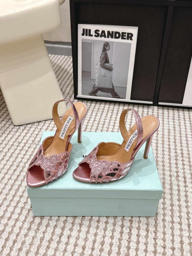 Сандалии женские розовые с декором Aquazzura