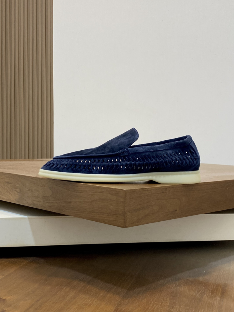Мужские замшевые мокасины Loro Piana с плетеным верхом