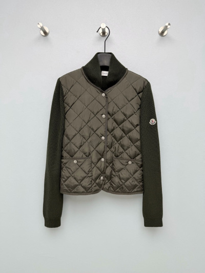 Кожаный жакет Moncler с логотипом