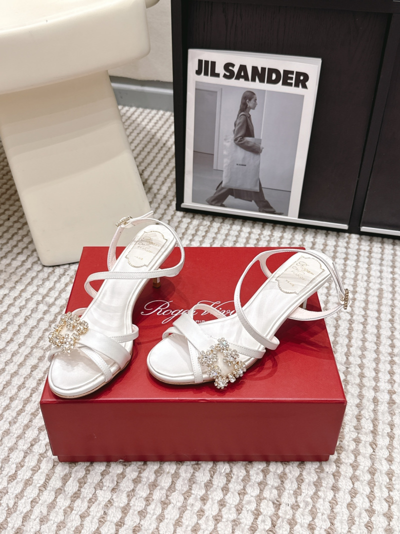 Женские белые сандалии Roger Vivier с декоративным квадратным пряжком