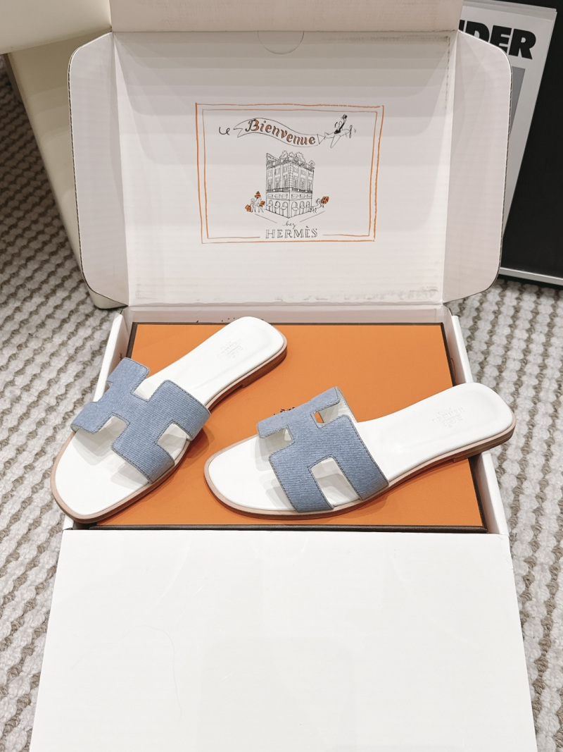 Женские шлёпанцы H с ремешком из ткани Hermès