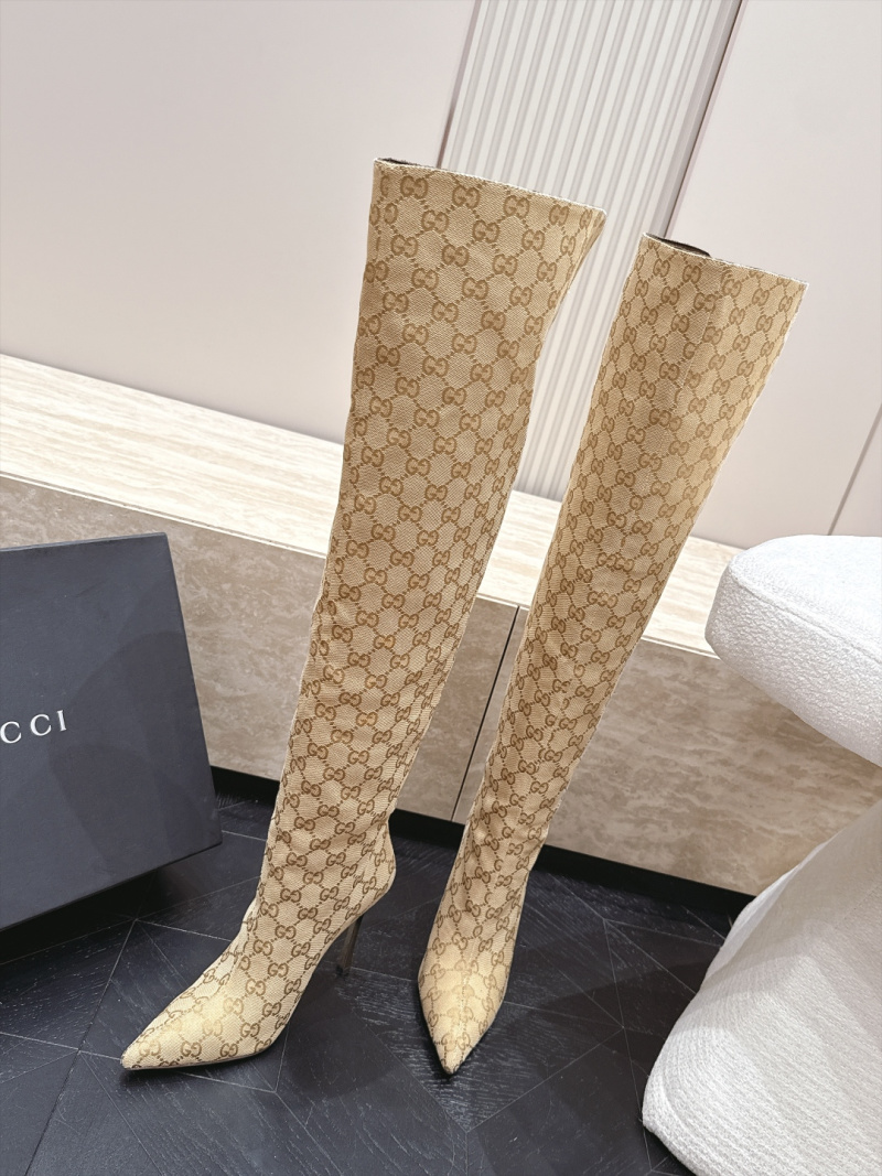 Женские сапоги Gucci Bombshell с острым носком и золотым каблуком