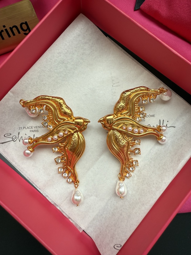Серьги в виде птиц с жемчугом и кристаллами Schiaparelli