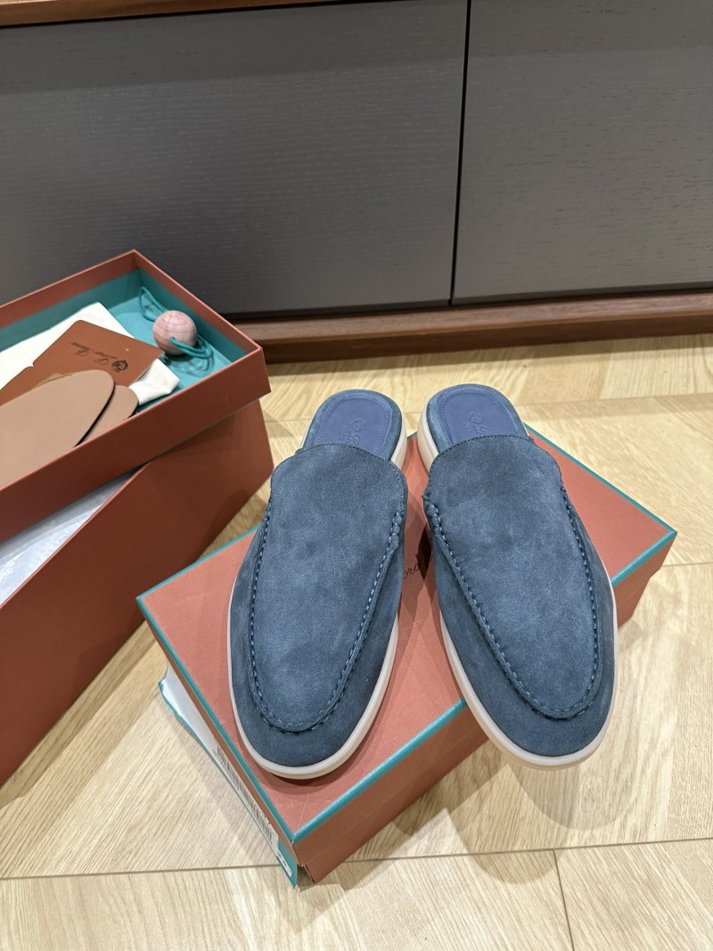 Замшевые мокасины Loro Piana синего цвета