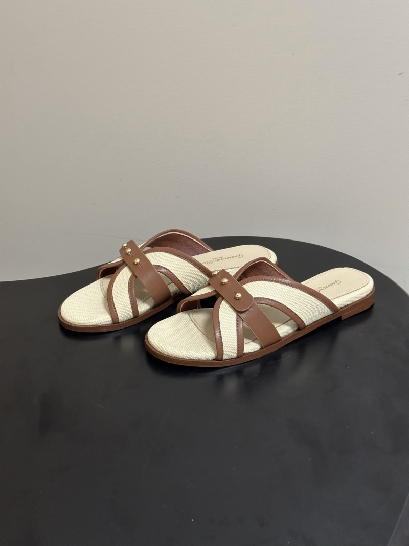 Сандалии женские Gianvito Rossi из льна и кожи со шпильками
