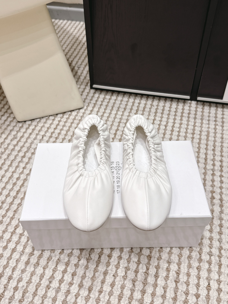 Женские белые кожаные балетки со сборками Maison Margiela