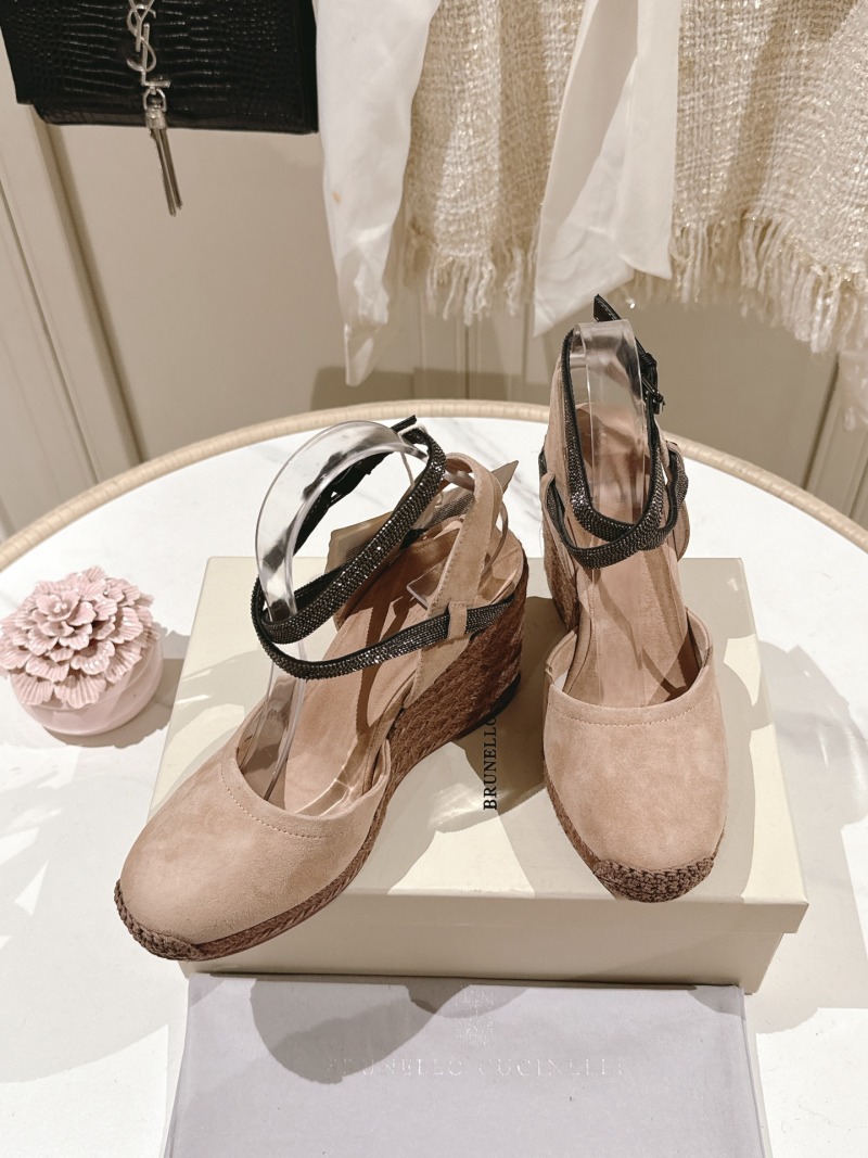 Женские босоножки на платформе из замши Brunello Cucinelli