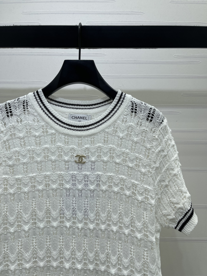 Вязаная кофта женская, белый цвет с черным кантом Chanel