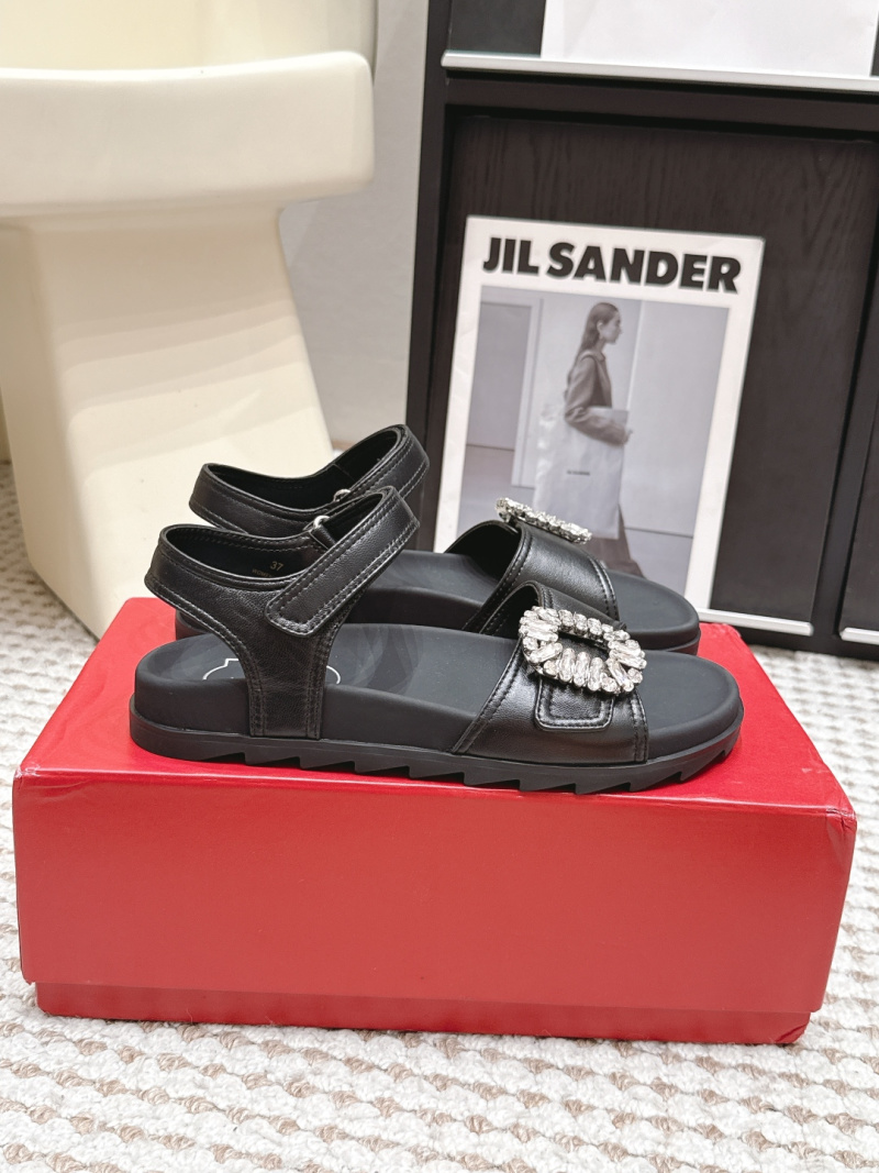 Женские черные босоножки Roger Vivier Slidy с кристаллами
