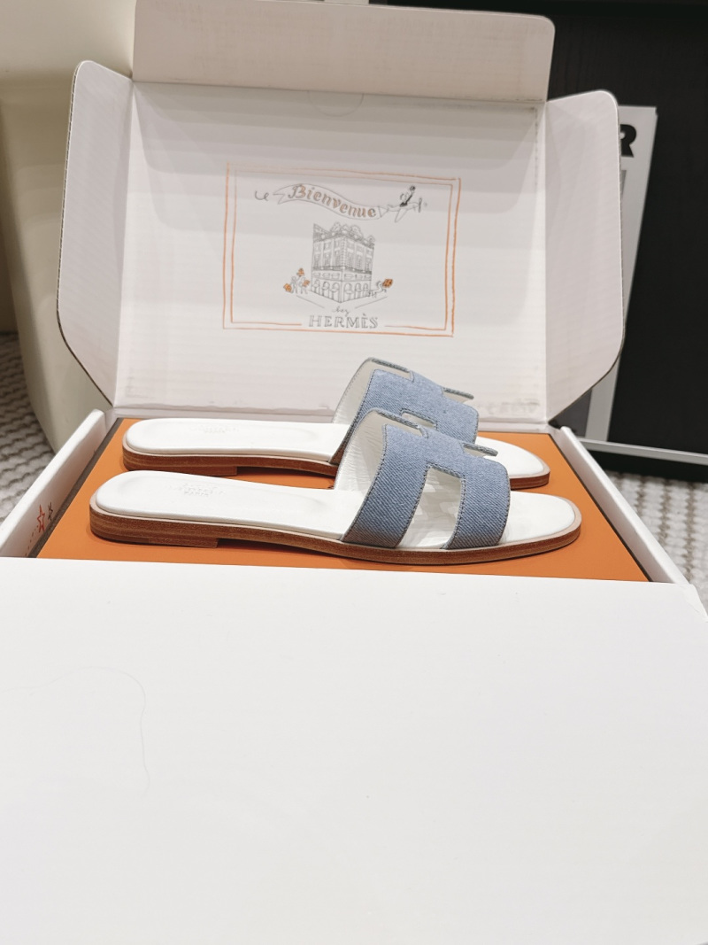 Женские шлёпанцы H с ремешком из ткани Hermès