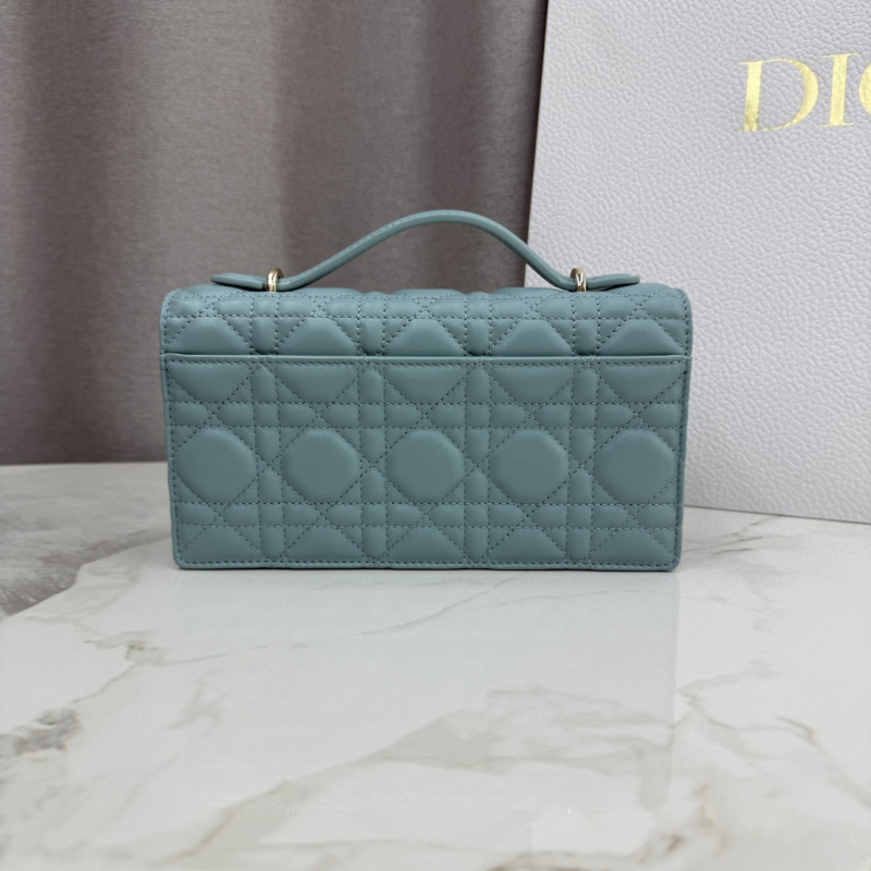 Кожаная женская мини-сумка Dior My Dior голубая