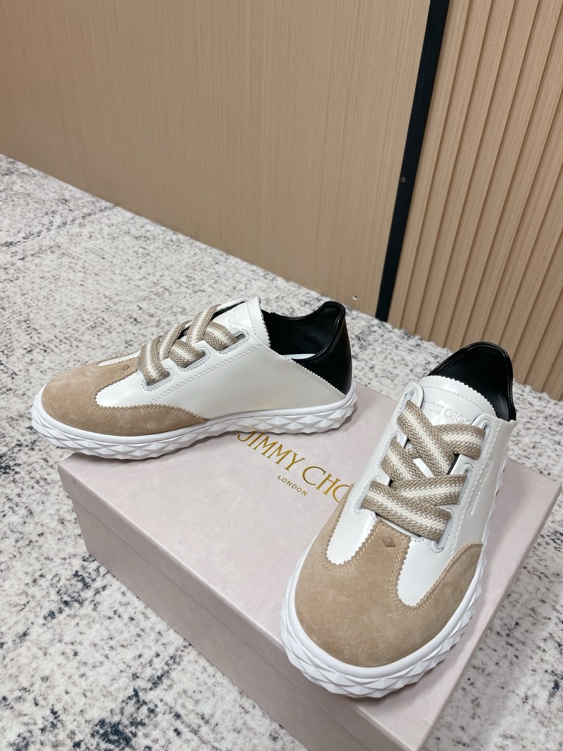 Женские кроссовки из кожи с рельефной подошвой Jimmy Choo
