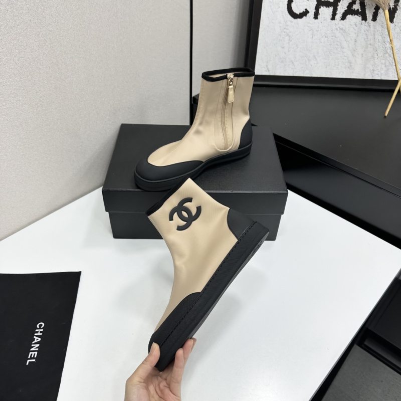 Ботильоны женские из ткани с логотипом и резиновой подошвой Chanel