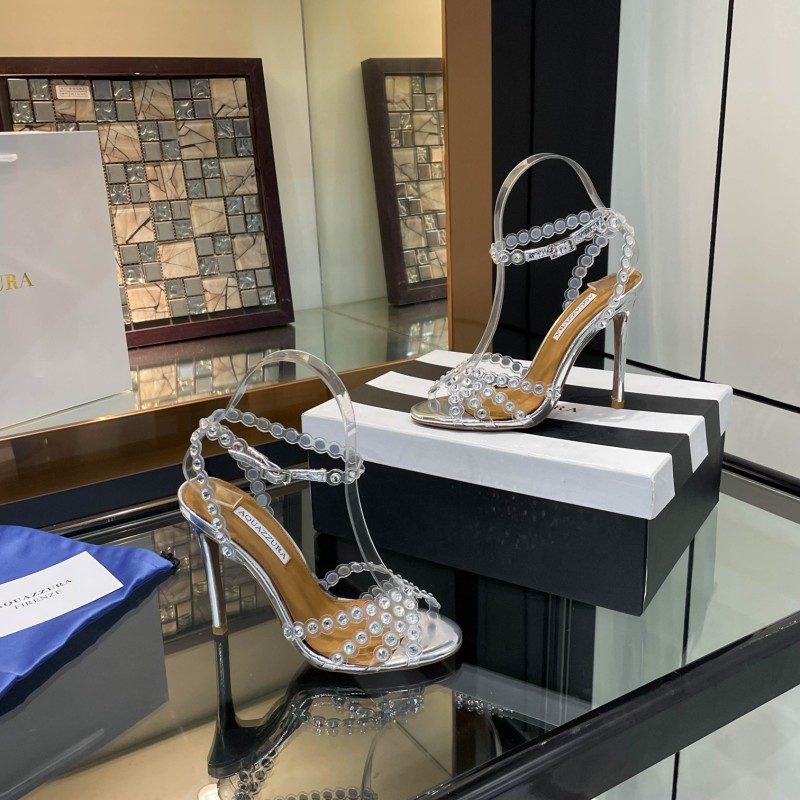 Aquazzura женские туфли на каблуке с прозрачными ремешками и стразами