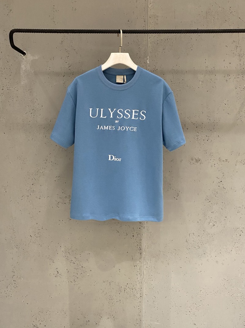 Футболка мужская синяя с вышивкой Ulysses и логотипом Dior