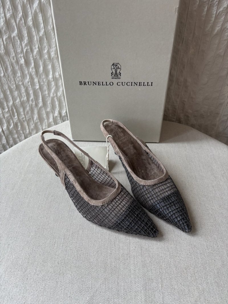 Brunello Cucinelli Женские серые сетчатые сандалии