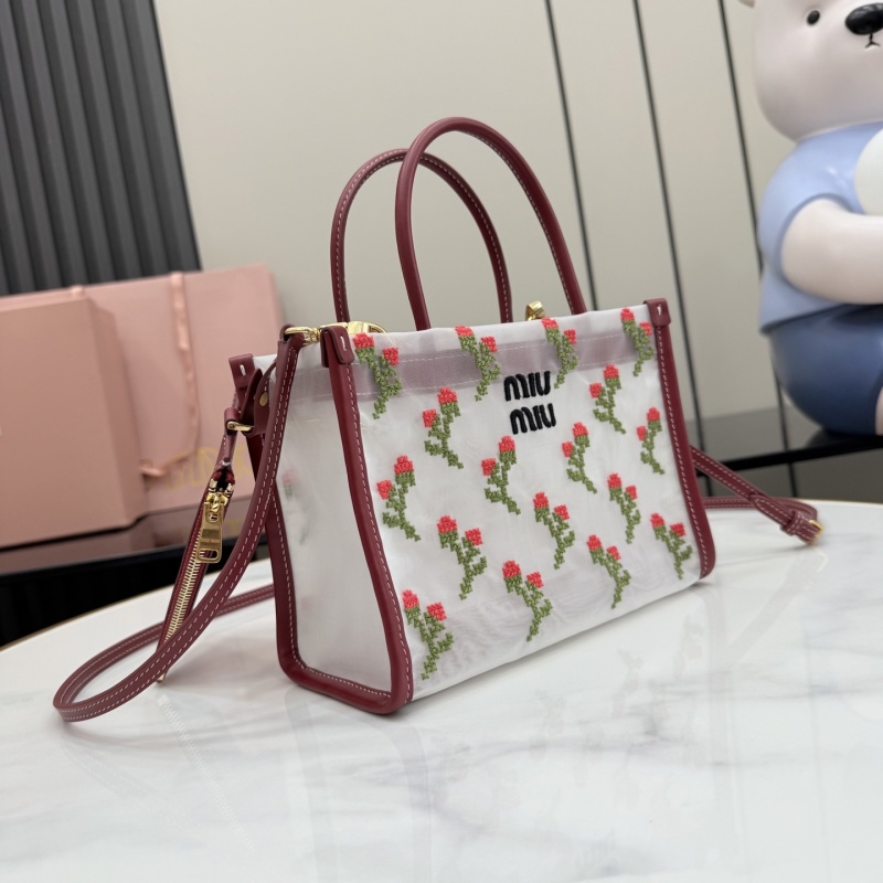 Сумка Miu Miu с вышивкой и кожаной отделкой