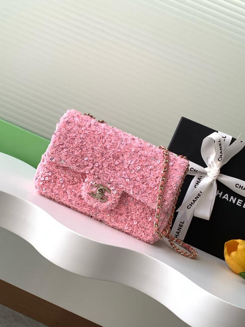 Сумка-клатч розовая с блестками Chanel