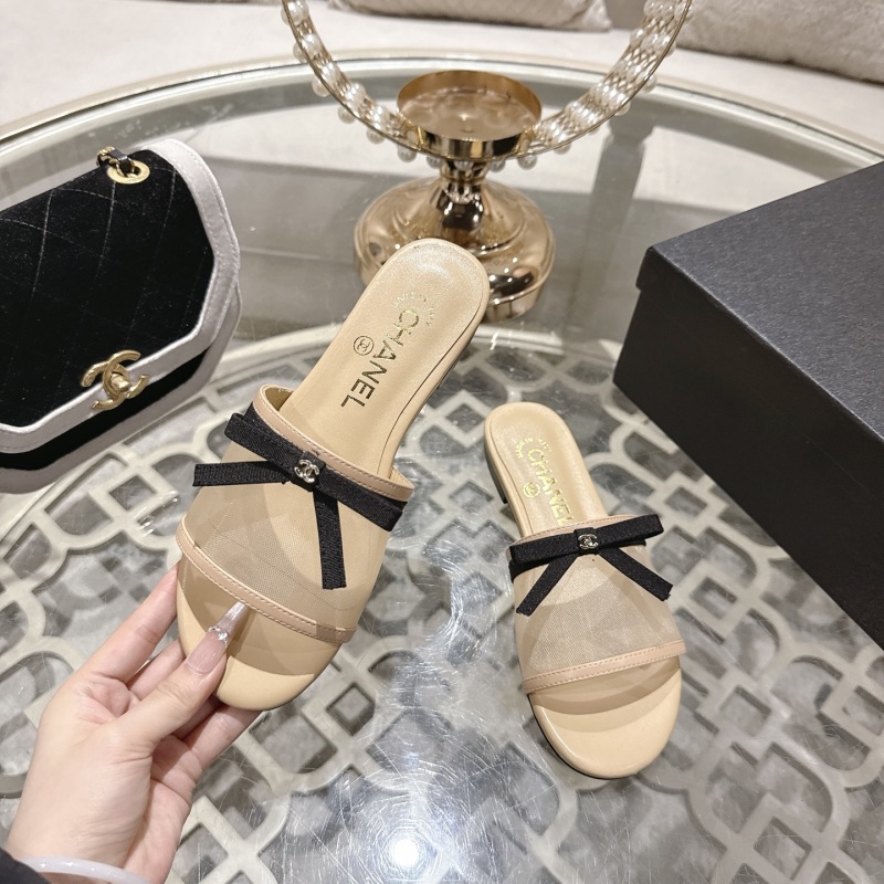 Женские сабо с сетчатым верхом и бантом Chanel