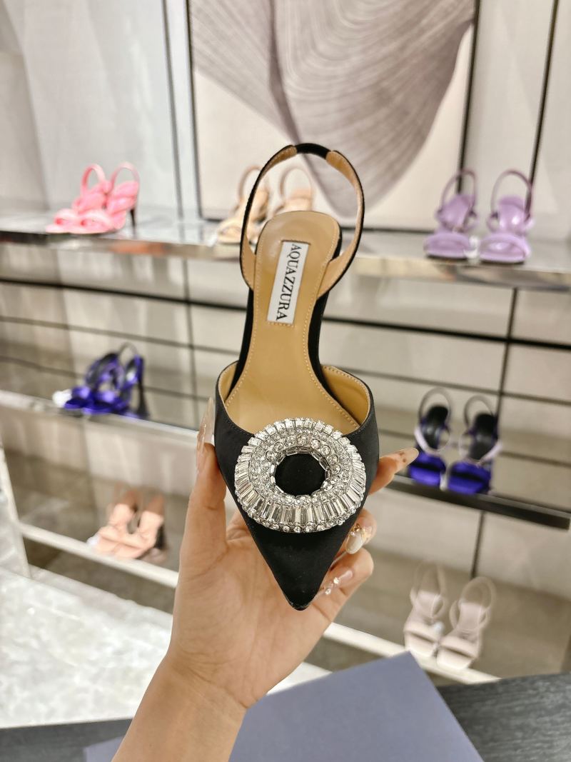 Женские туфли Aquazzura мулы на высоком каблуке с декоративной пряжкой
