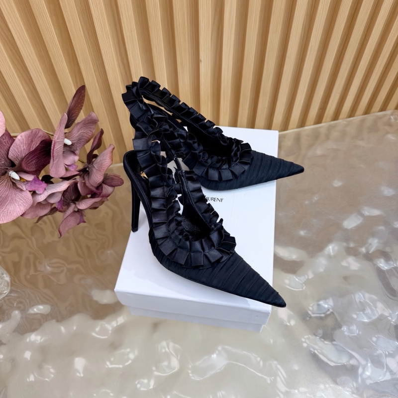 Женские туфли на шпильке с бантами из ткани Saint Laurent