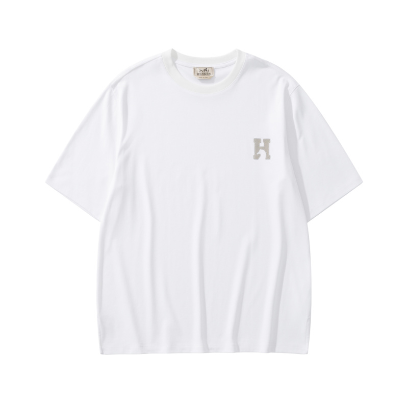 Белая хлопковая футболка с нашивкой H Hermès