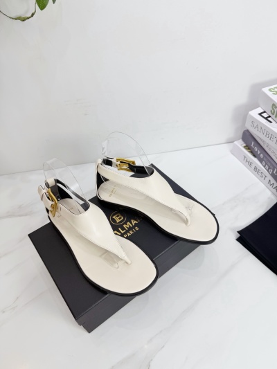 Белые кожаные сандалии Balmain