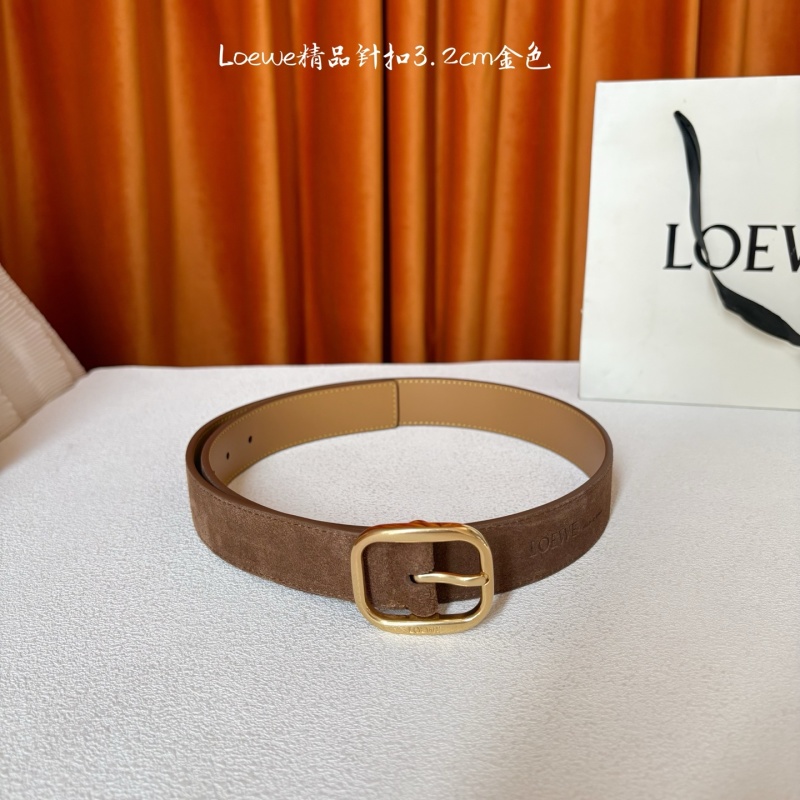 Женский кожаный ремень Loewe с прямоугольным золотым пряжкой