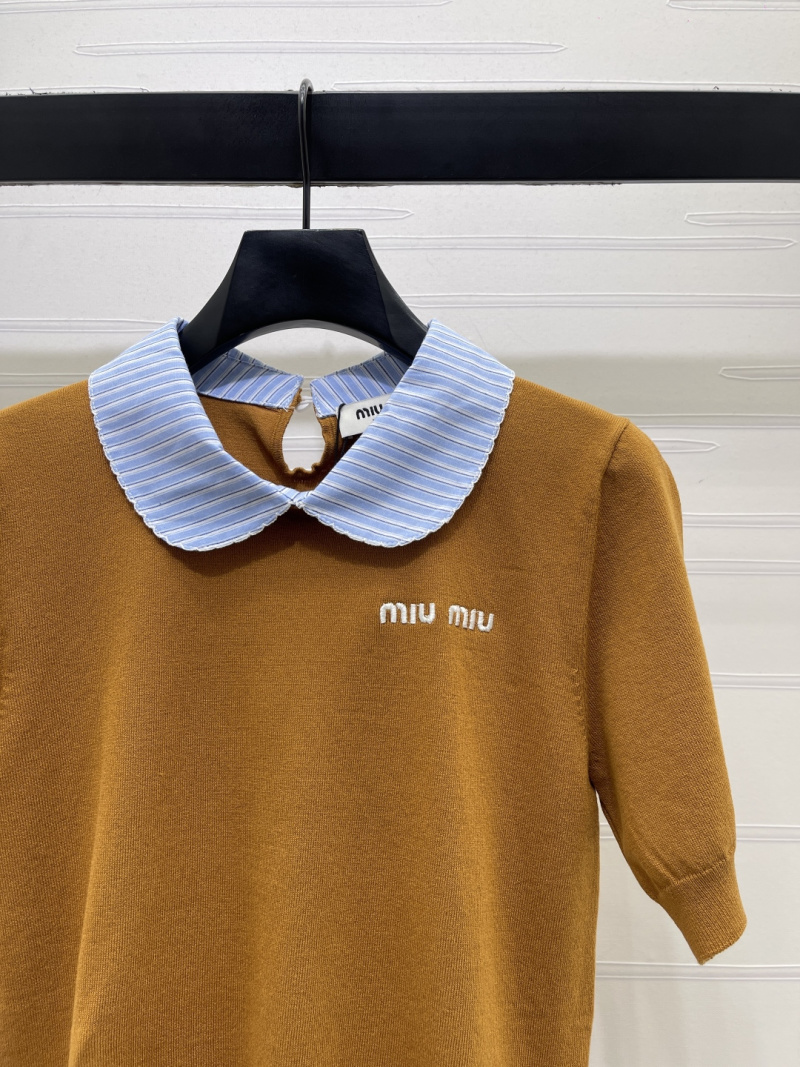 Женский вязаный топ с короткими рукавами Miu Miu