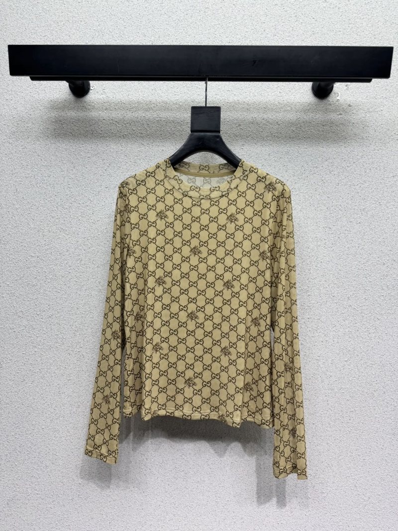 Рубашка с длинными рукавами с принтом GG Gucci