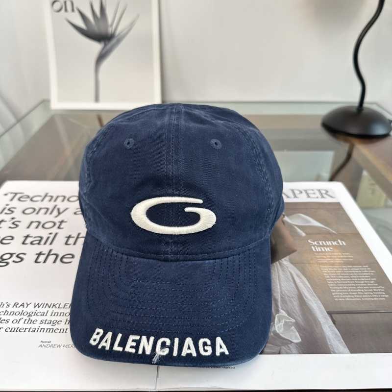 Кепка Balenciaga синяя с вышивкой