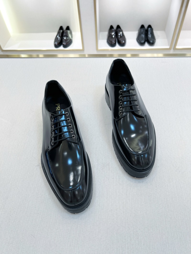 Мужские черные кожаные туфли на шнурках Prada