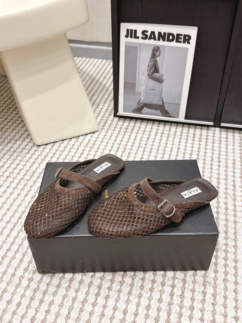 Женские коричневые туфли-мокасины с ажурным верхом Alaïa