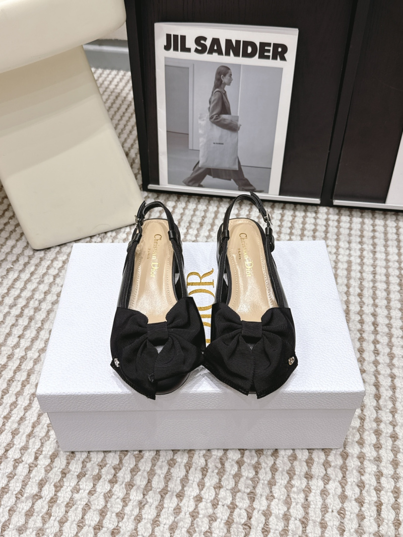 Женские туфли с бантом и штрипкой, черный Dior