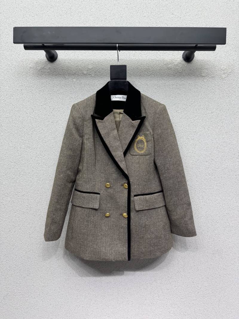 Двубортный пиджак Dior с черным воротником