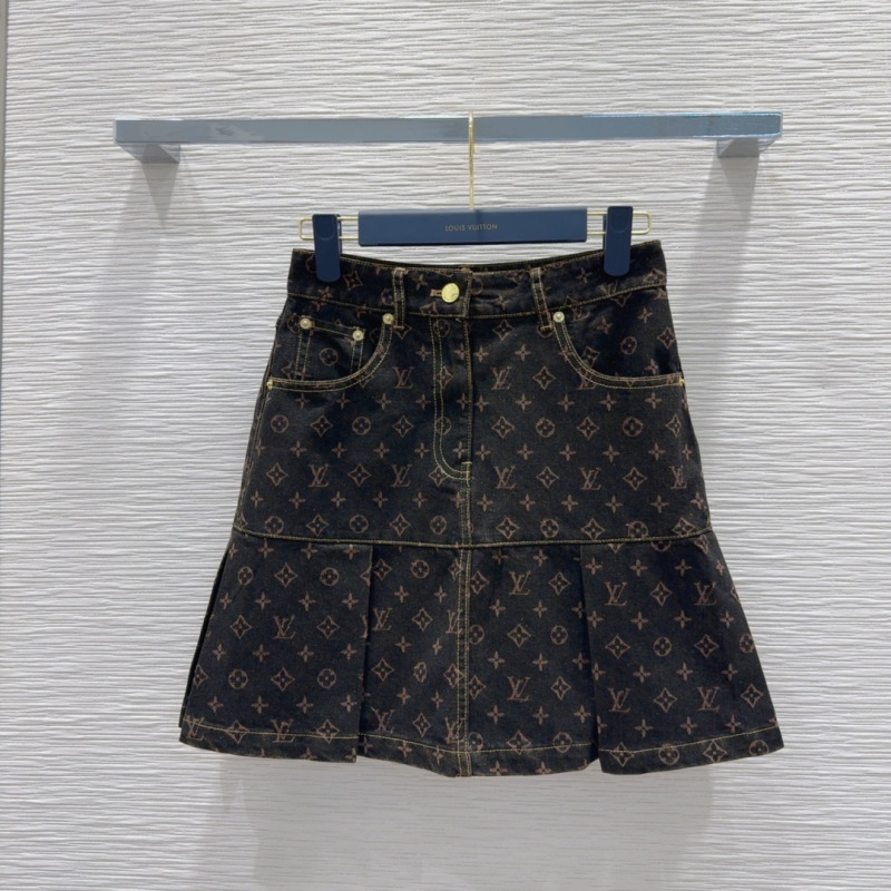 Юбка женская джинсовая мини с принтом Louis Vuitton