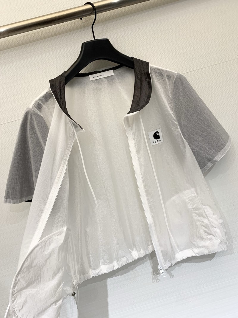 Блузка женская Sacai белая с контрастным воротником
