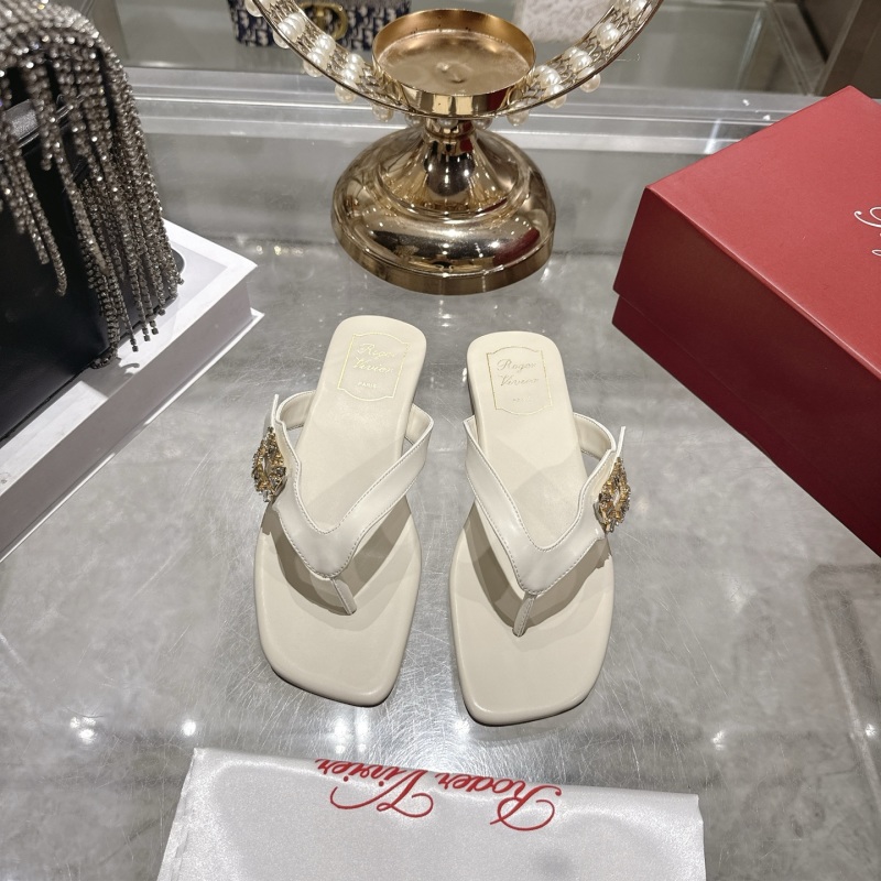 Женские шлёпанцы с декоративными кристаллами Roger Vivier