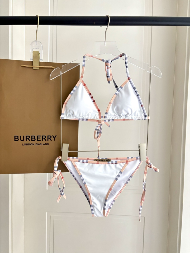 Женский купальник-бикини белый с узором Burberry