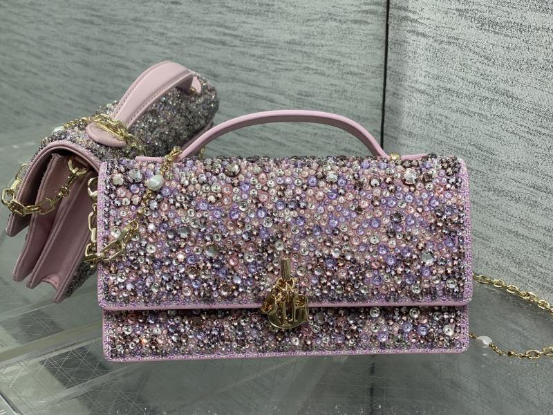 Сумка Dior с кристаллами розовая