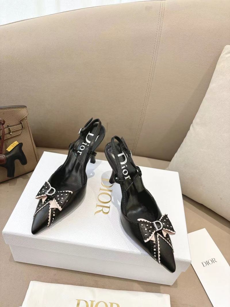 Черные туфли на каблуке с бантом Dior