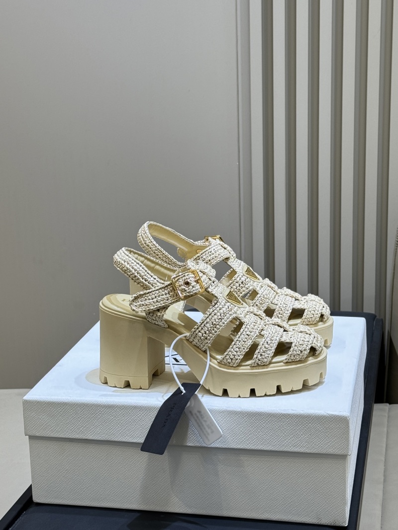 Женские вязаные сандалии на платформе Prada