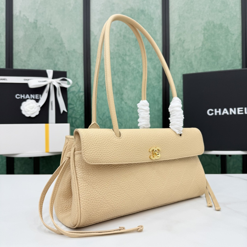 Сумка женская через плечо с клапаном бежевая модель Chanel