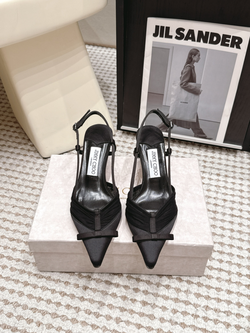 Женские чёрные туфли на шнурках Jimmy Choo с острым носом