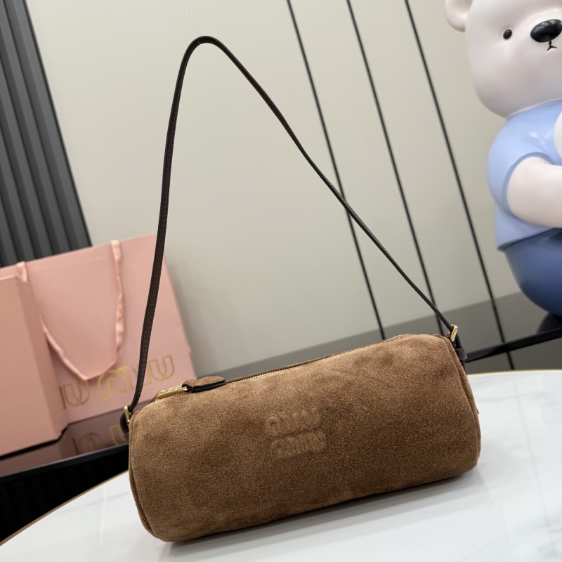 Сумка-цилиндр Miu Miu из замши коричневая